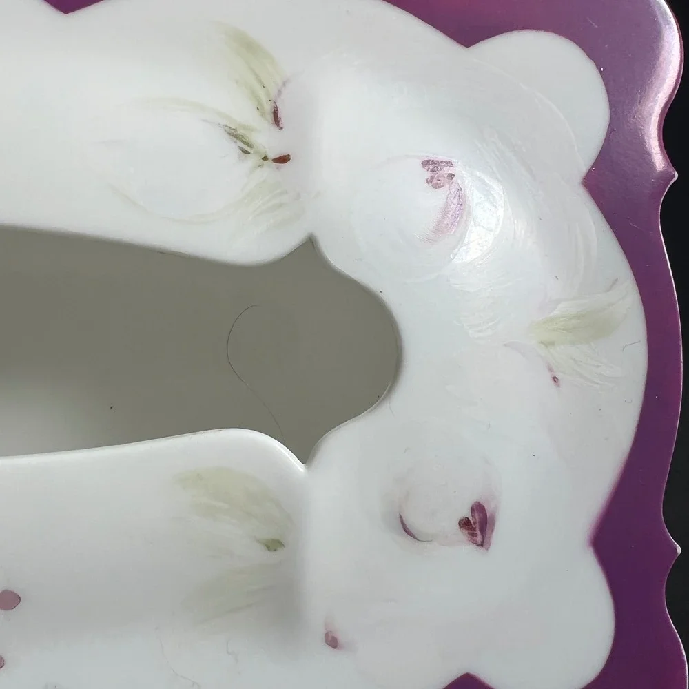 Schwarz Bros Plastics Tissue Box Cover Purple Floral White MCM Glendale Vintage